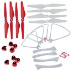 Syma Spare Parts 2 Set 2 Colors CW CCW Blade Propellers(Red White) With 2 Set/ 8pcs Blade Cover + Landing Gear Protective Frame for SKY Thunder HD 8500WH HD8500WH RC Drone Quadcopter