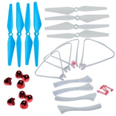 Syma Spare Parts 2 Set 2 Colors CW CCW Blade Propellers(Blue White) With 2 Set/ 8pcs Blade Cover + Landing Gear Protective Frame for SKY Thunder HD 8500WH HD8500WH RC Drone Quadcopter