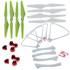 Syma Spare Parts 2 Set 2 Colors CW CCW Blade Propellers(Green White) With 2 Set/ 8pcs Blade Cover + Landing Gear Protective Frame for Syma X8S X8SC X8SW RC Drone Quadcopter