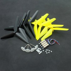 Syma 12PCS CW CCW 3 Blade Propellers(Black Yellow Color) Engine Motor + 8PCS Motor Gear(Plastic) + Main Gear Set for Syma X5C X5C-1 RC Quadcopter