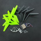 Syma 12PCS CW CCW 3 Blade Propellers(Black Green Color) Engine Motor + 8PCS Motor Gear(Plastic) + Main Gear Set for Syma X5C X5C-1 RC Quadcopter