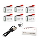 Syma 6 PCS 3.7V 500mAh Battery + 6 in 1 Smart Charger for Syma X5HC X5HW RC Drone Quadcopter Battery Replacement