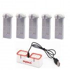 Syma 5pcs 3.7V 400mAh Battery White + 2 in 1 Charger for Syma X22 X22W X22SW RC Quadcopter Drone Spare Parts