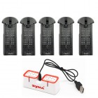 Syma 5pcs 3.7V 400mAh Battery Black + 2 in 1 Charger for Syma X22 X22W X22SW RC Quadcopter Drone Spare Parts