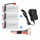 Syma 7.4V 1500mAh WLtoys L959 L969 L979 L202 K959 High Speed Car Lithium Battery 903462 Li po Battery(3pcs Battery + 3 in 1 Charging Wire + 7.4V Charger) Bestselling
