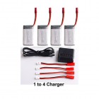 Syma 4 in 1 Charger Set + 4PCS Battery Charging Conversion Line With 4PCS 3.7V 850mAh Battery for Syma X54HC X54HW X56 X56W Folding RC Quadcopter Drone