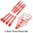 Syma 3 Sets Red Three Piece Set Blade Propellers Protective Frames Landing Gears for Syma X8S X8SC X8SW X8SW-D X8PRO X8 PRO Large RC Quadcopter Bestselling