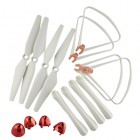 Syma White Three Piece Set Blade Propellers Protective Frames Landing Gears + 4PCS/ Set Red Blade Cover for Syma X8S X8SC X8SW X8SW-D RC Quadcopter Bestselling