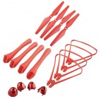 Syma Red Three Piece Set Blade Propellers Protective Frames Landing Gears + 4PCS/ Set Red Blade Cover for Syma X8S X8SC X8SW X8SW-D RC Quadcopter Bestselling