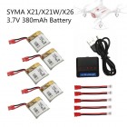 Syma 5PCS SYMA X21 X21W X26 X100 Battery quadcopter Quadcopter spare parts 5PCS 3.7V 380mah Lipo battery with 5 in 1 charger BestSelling