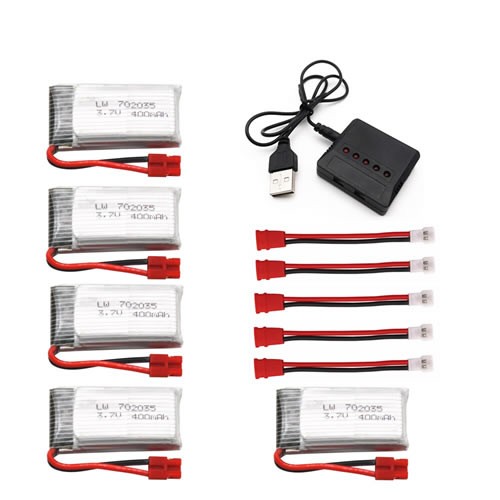 Syma 5pcs 3.7V 400mah Lipo Battery with charger For SYMA X15 X5A-1
