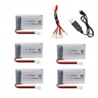 Syma 5PCS 3.7V 650mAh Lipo Battery and 5 in 2 Usb Charger Sets For SYMA X5C X5C-1 X5 H5C X5SW X6SW H9D H5C RC Drone Parts Battery BestSelling