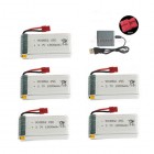 Syma 5pcs 3.7V 400mah Lipo Battery with charger For SYMA X15 X5A-1 X15C  X15W RC Drone Helicopter Spare Parts 3.7v Rechargeable battery BestSelling