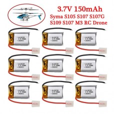 Syma 9pc 3.7V 150mAh Lipo battery for S105 S107 S107G S109 S107 M3 RC Quadcopter Spare Parts 3.7V Rechargeable Battery BestSelling