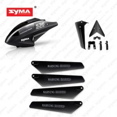 Syma S36 01B Head Cover Main blades Tail decoration Black