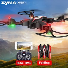 Syma X56W With Wifi FPV HD Camera 2.4G 4CH 6Axis Barometer Set Height Headless Mode Flight Track Somatosensory Operation Operate By Phone Onekey Take Off And Land RC Quadcopter Black